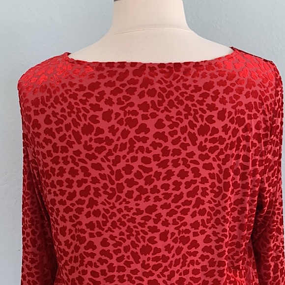 Talbots Velvet Burn-out Animal Pattern Top - Picture 4 of 13